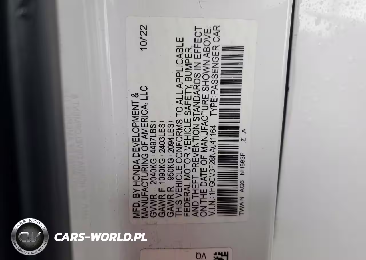 2022 Honda Accord Hybrid Sport VIN:1HGCV3F28NA041164 - 12