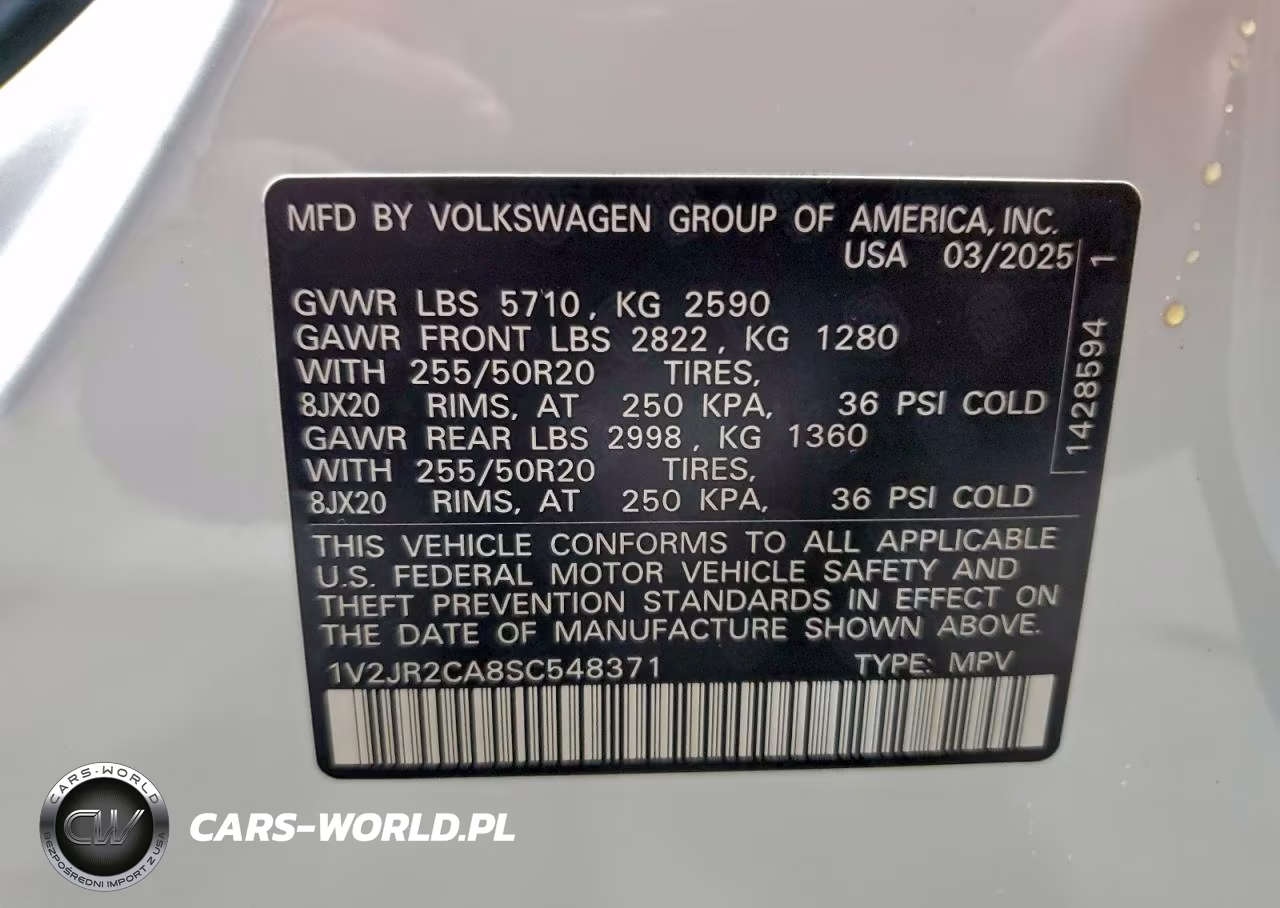 2025 Volkswagen Atlas Se VIN:1V2JR2CA8SC548371 - 14