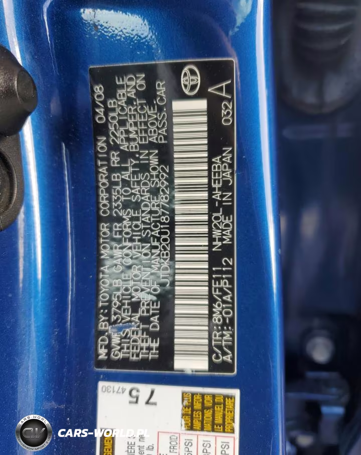 2008 Toyota Prius Standard VIN:JTDKB20U187782992 - 12