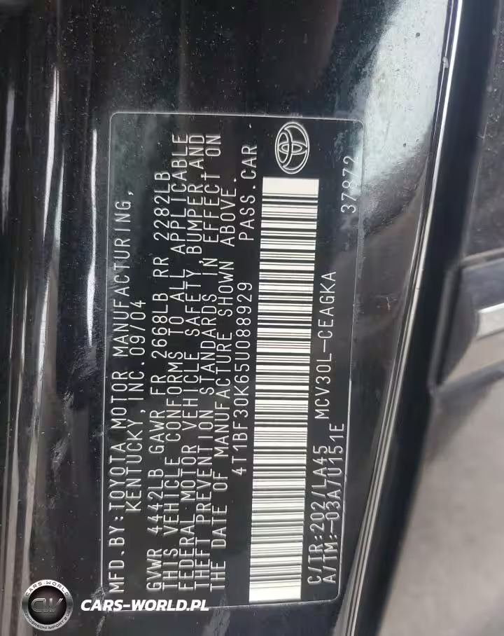 2005 Toyota Camry Le VIN:4T1BF30K65U088929 - 12