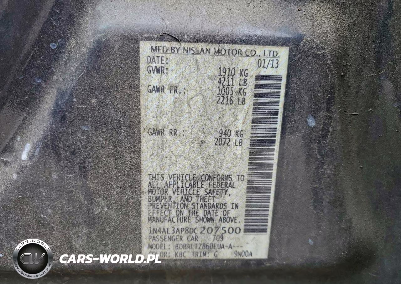2013 Nissan Altima 2.5 VIN:1N4AL3AP8DC207500 - 12