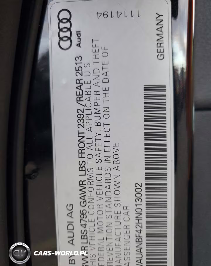 2017 Audi A4 Premium VIN:WAUANBF42HN013002 - 12