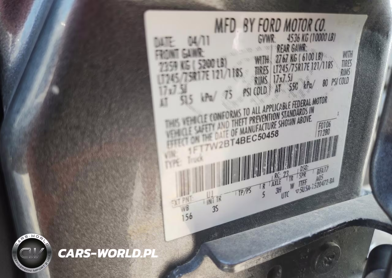 2011 Ford F250 Super Duty VIN:1FT7W2BT4BEC50458 - 12