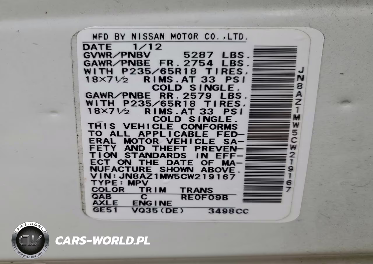 2012 Nissan Murano S VIN:JN8AZ1MW5CW219167 - 13