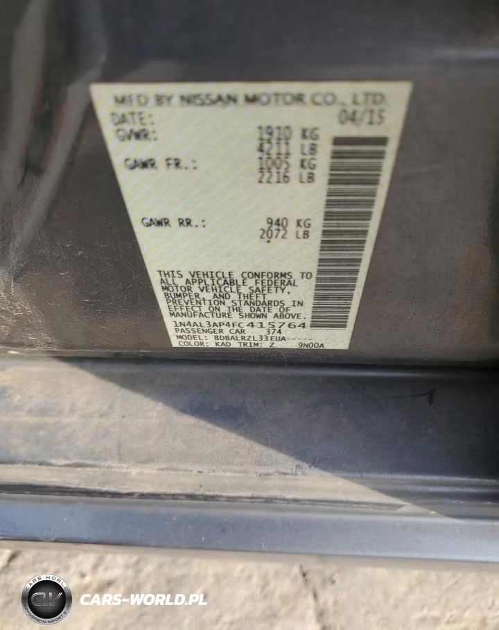 2015 Nissan Altima 2.5 VIN:1N4AL3AP4FC415764 - 12