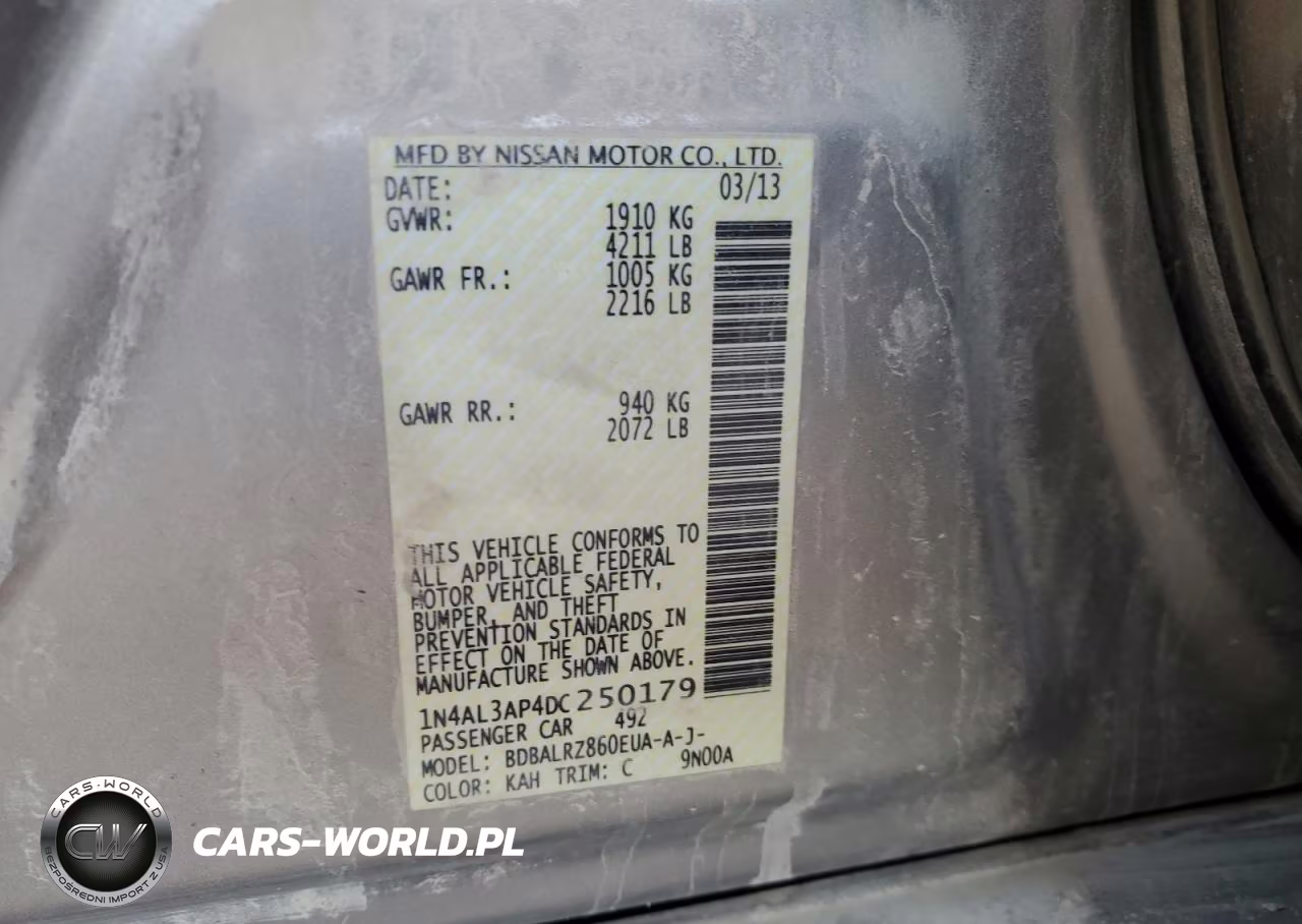 2013 Nissan Altima 2.5 VIN:1N4AL3AP4DC250179 - 12