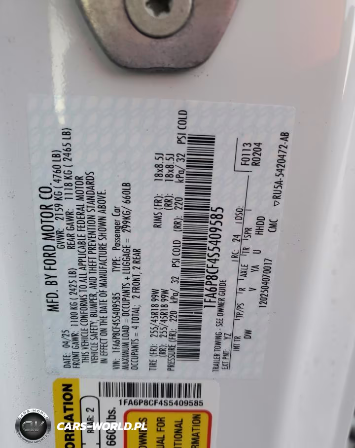 2025 Ford Mustang Gt VIN:1FA6P8CF4S5409585 - 12