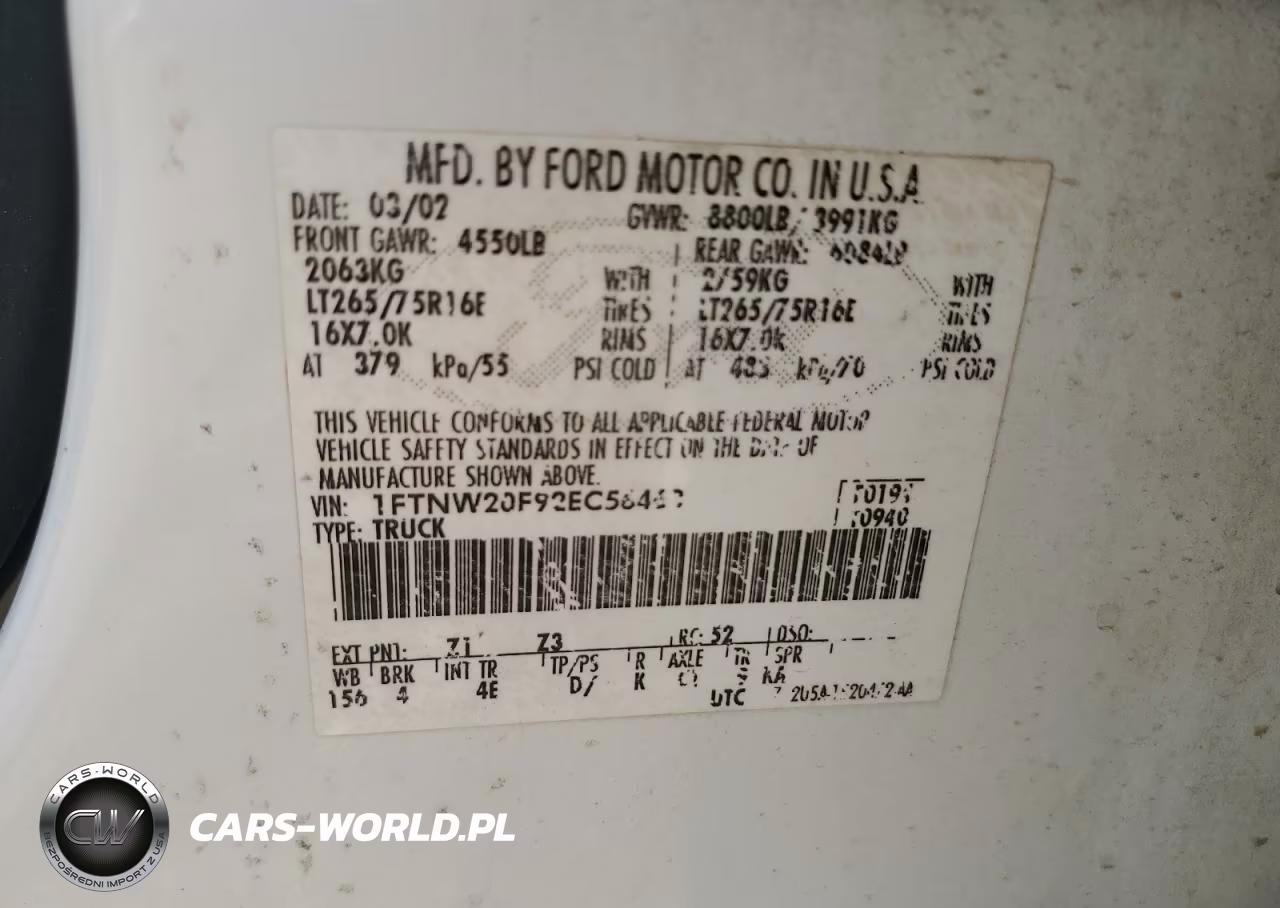 2002 Ford F250 Super Duty VIN:1FTNW20F92EC56468 - 12