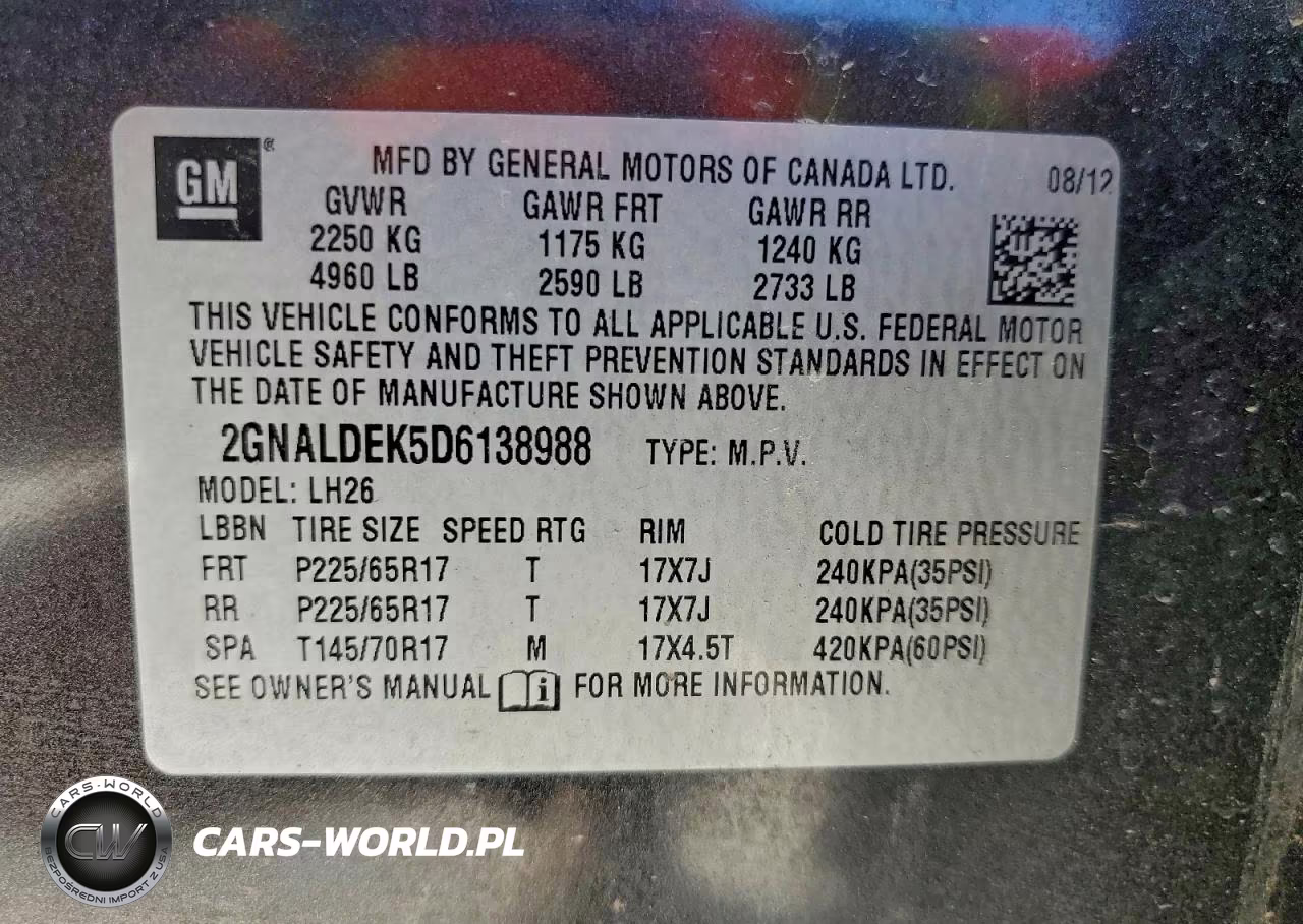 2013 Chevrolet Equinox Lt VIN:2GNALDEK5D6138988 - 14