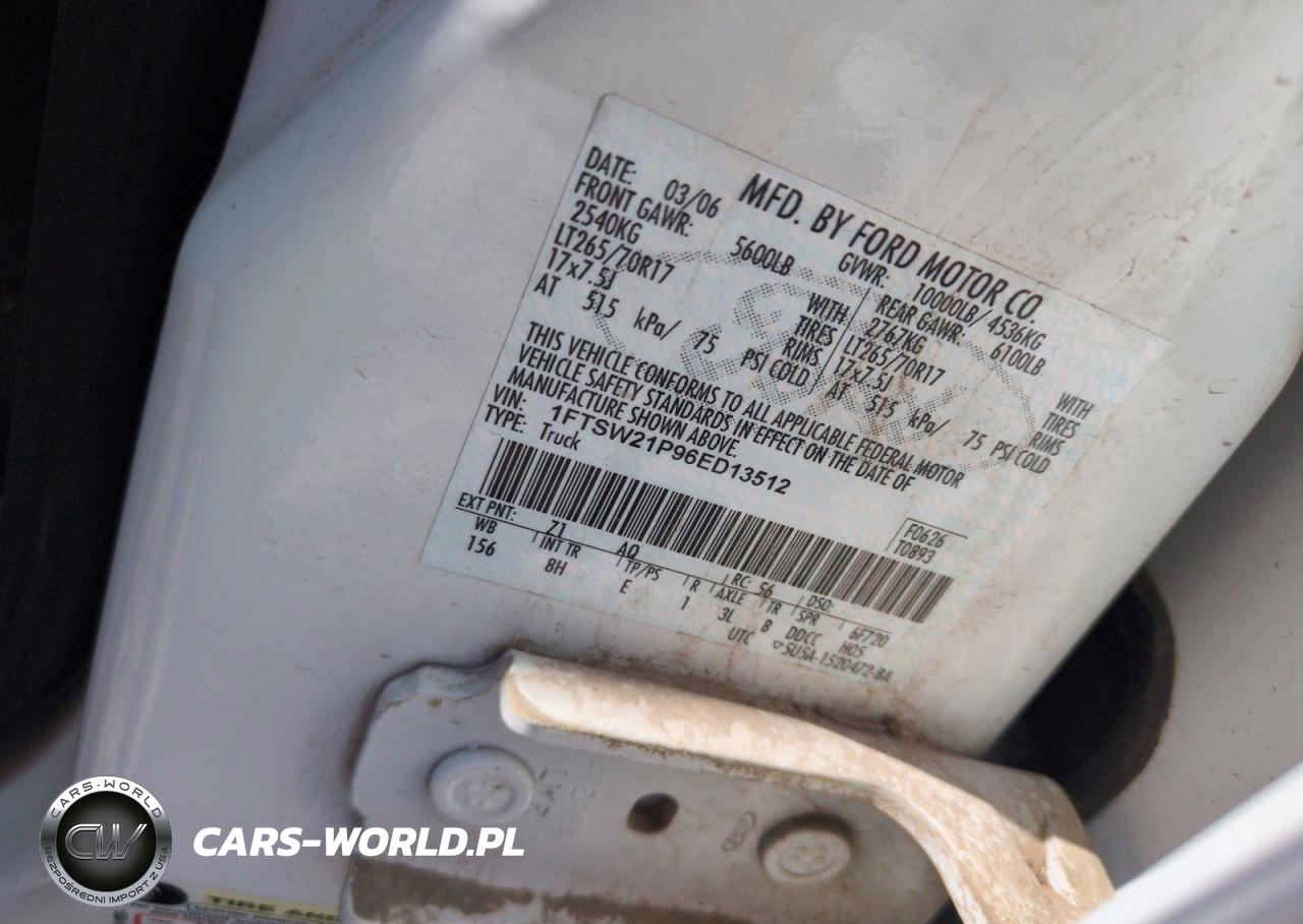 2006 Ford F250 Super Duty VIN:1FTSW21P96ED13512 - 12
