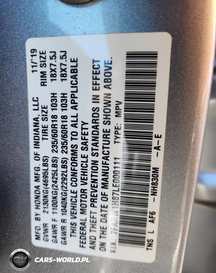 2020 Honda Cr-V Exl VIN:7FARW1H87LE000111 - 13
