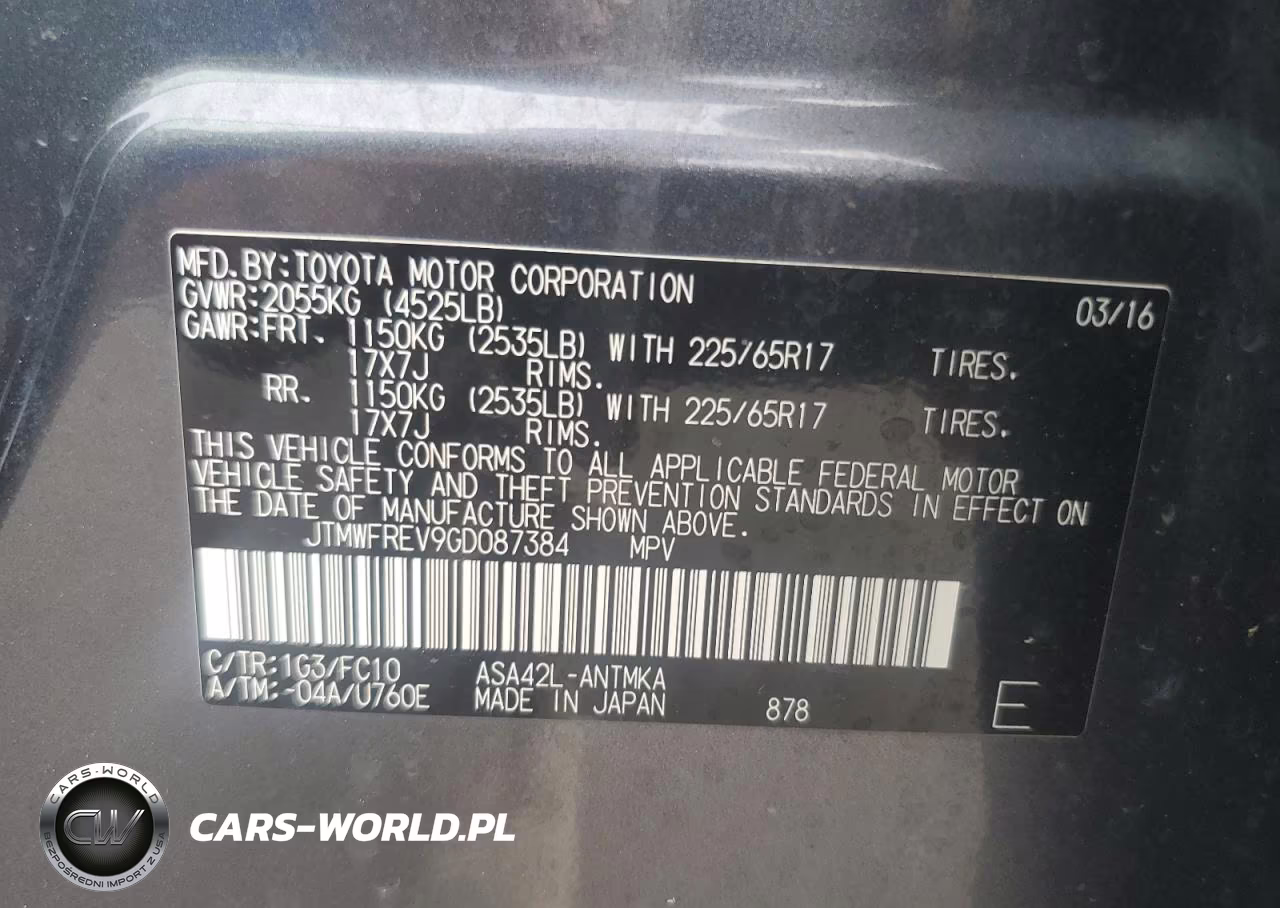 2016 Toyota Rav4 Xle VIN:JTMWFREV9GD087384 - 13