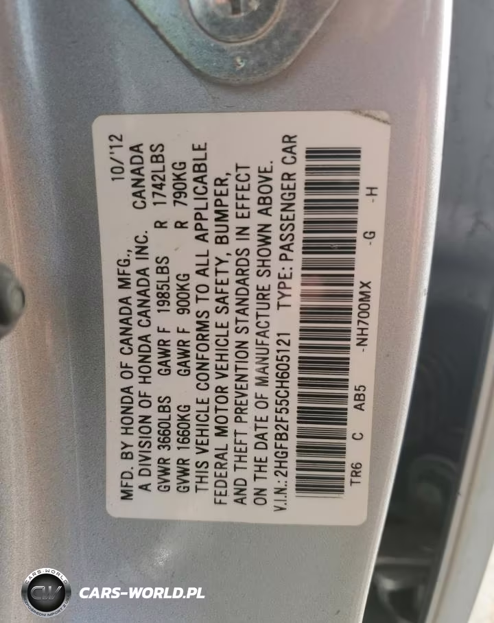2012 Honda Civic Lx VIN:2HGFB2F55CH605121 - 12