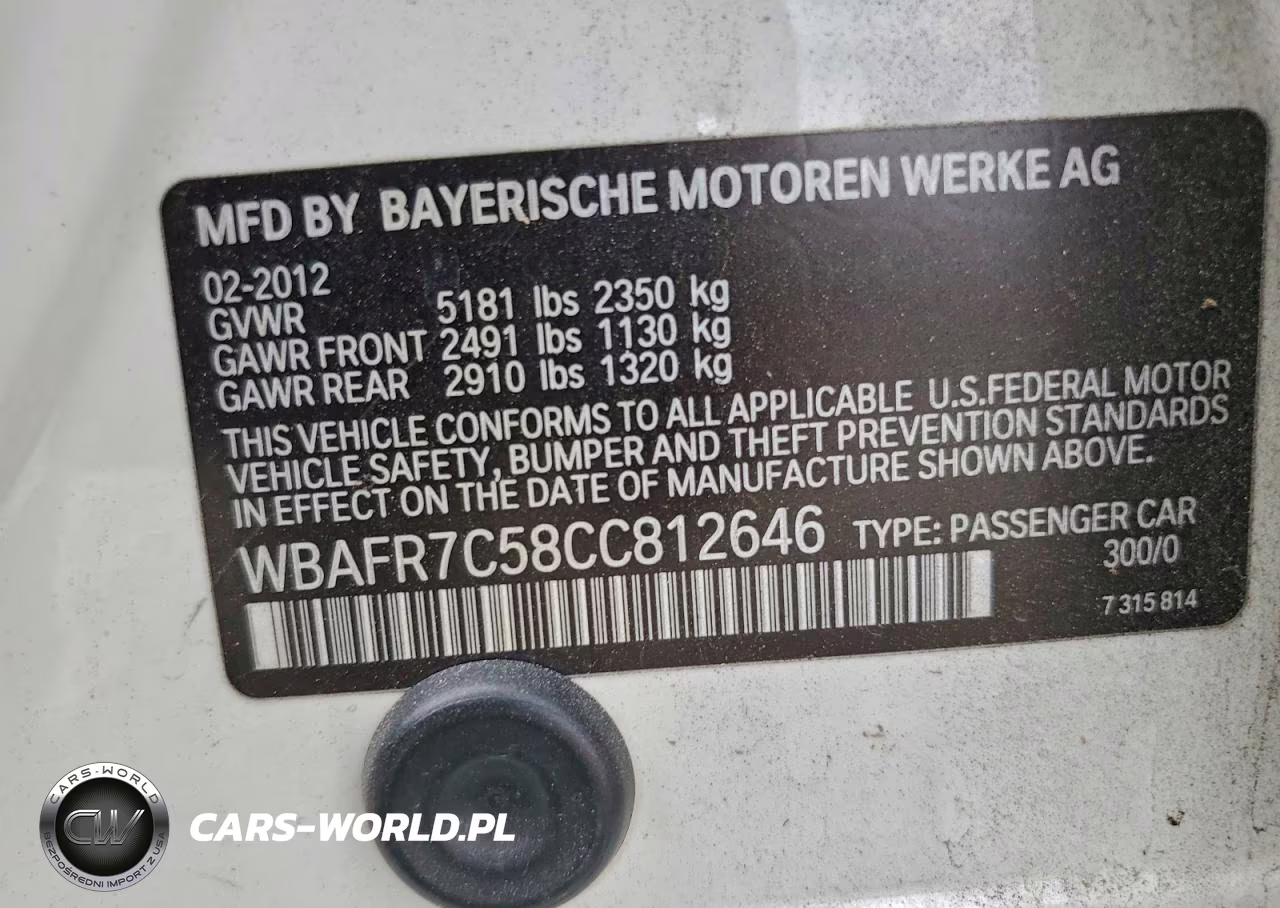 2012 BMW 535 I VIN:WBAFR7C58CC812646 - 12