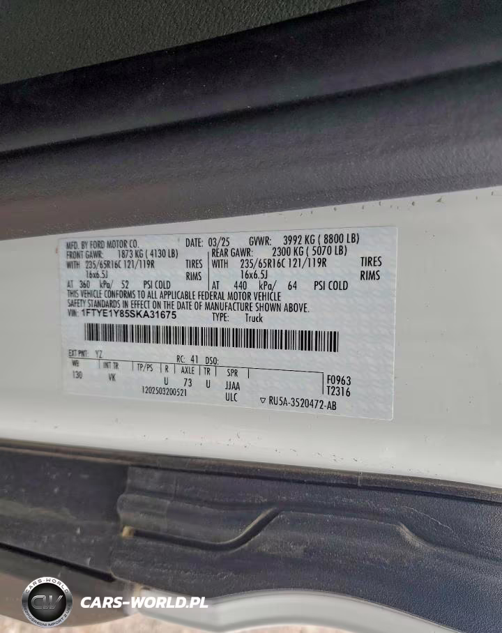 2025 Ford Transit Van VIN:1FTYE1Y85SKA31675 - 13