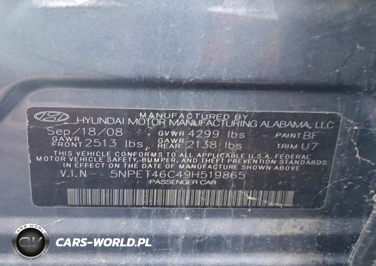 2009 Hyundai Sonata VIN:5NPET46C49H519865 - 12