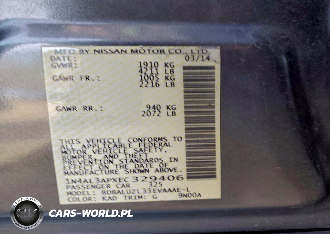 2014 Niss Altima VIN:1N4AL3APXEC329406 - 12