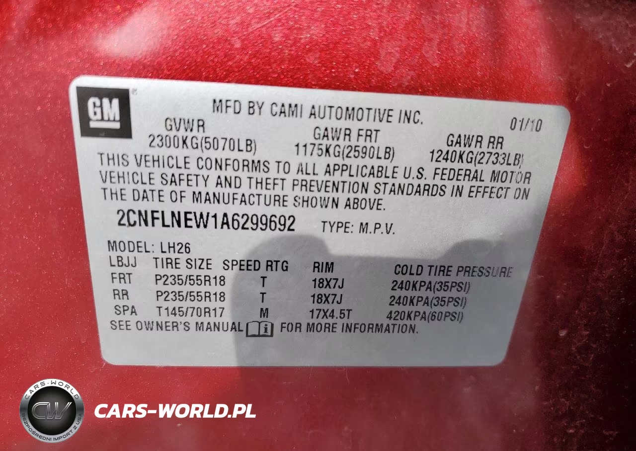 2010 Chevrolet Equinox Lt VIN:2CNFLNEW1A6299692 - 13