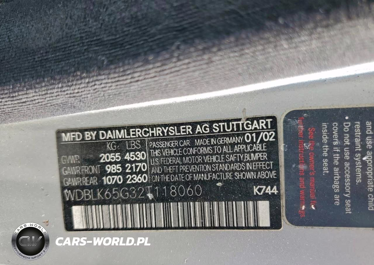 2002 Mercedes-Benz Clk 320 VIN:WDBLK65G32T118060 - 12