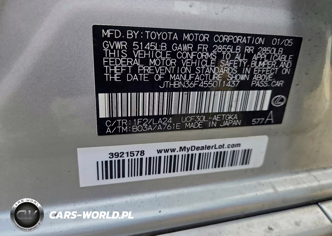 2005 Lexus Ls 430 VIN:JTHBN36F455011437 - 12