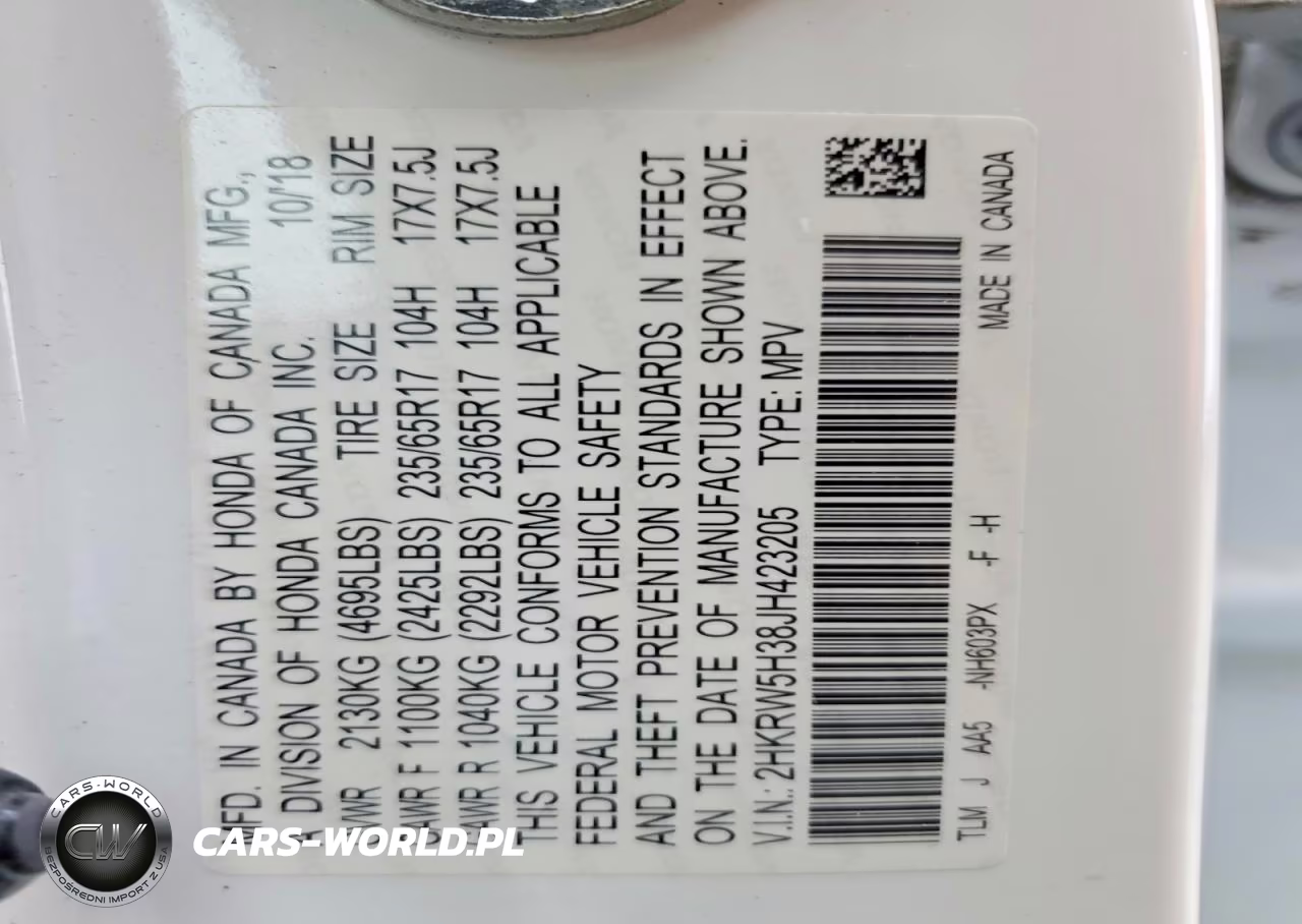 2018 Honda Cr-V Lx VIN:2HKRW5H38JH423205 - 13