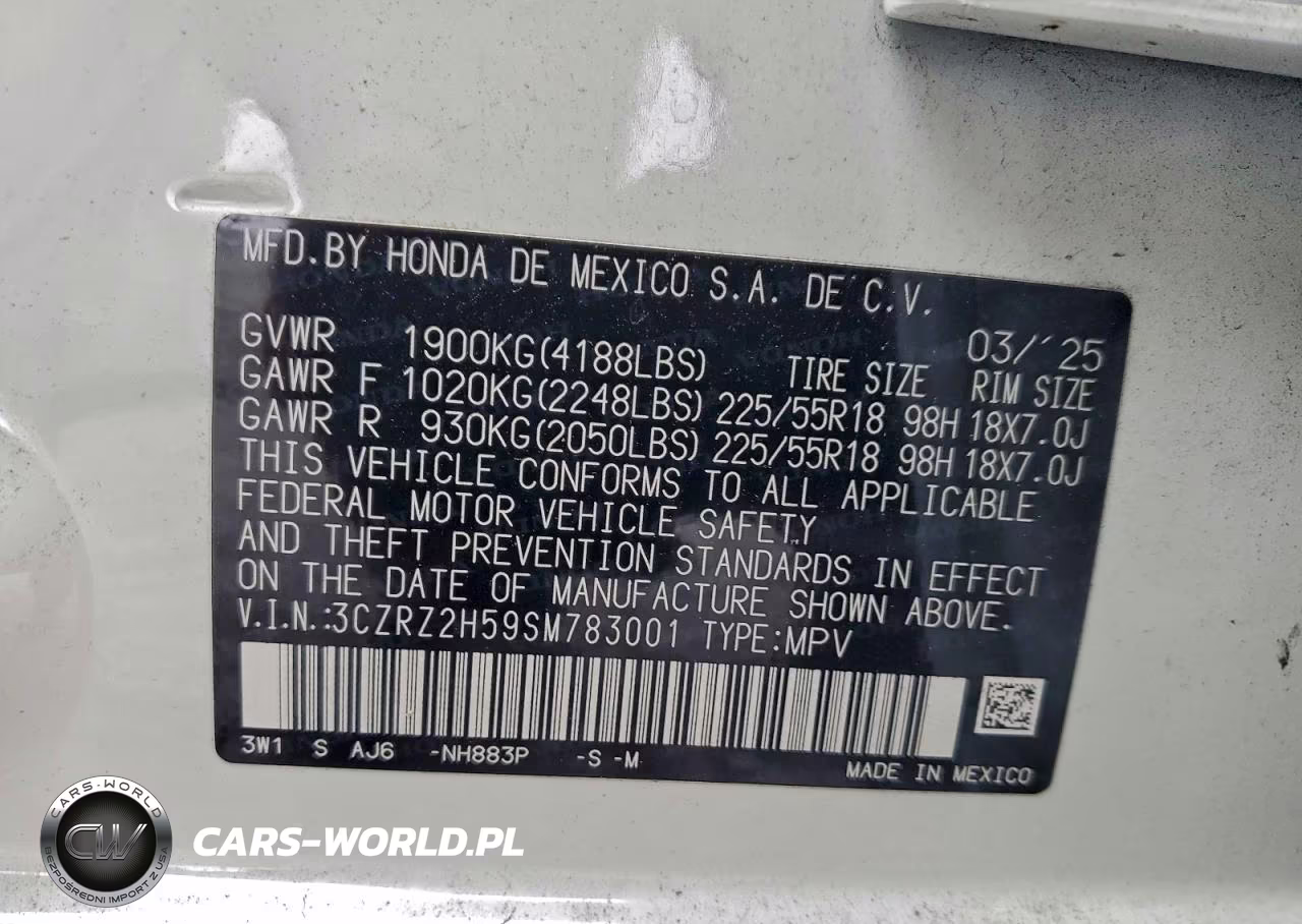 2025 Honda Hr-V Sport VIN:3CZRZ2H59SM783001 - 13