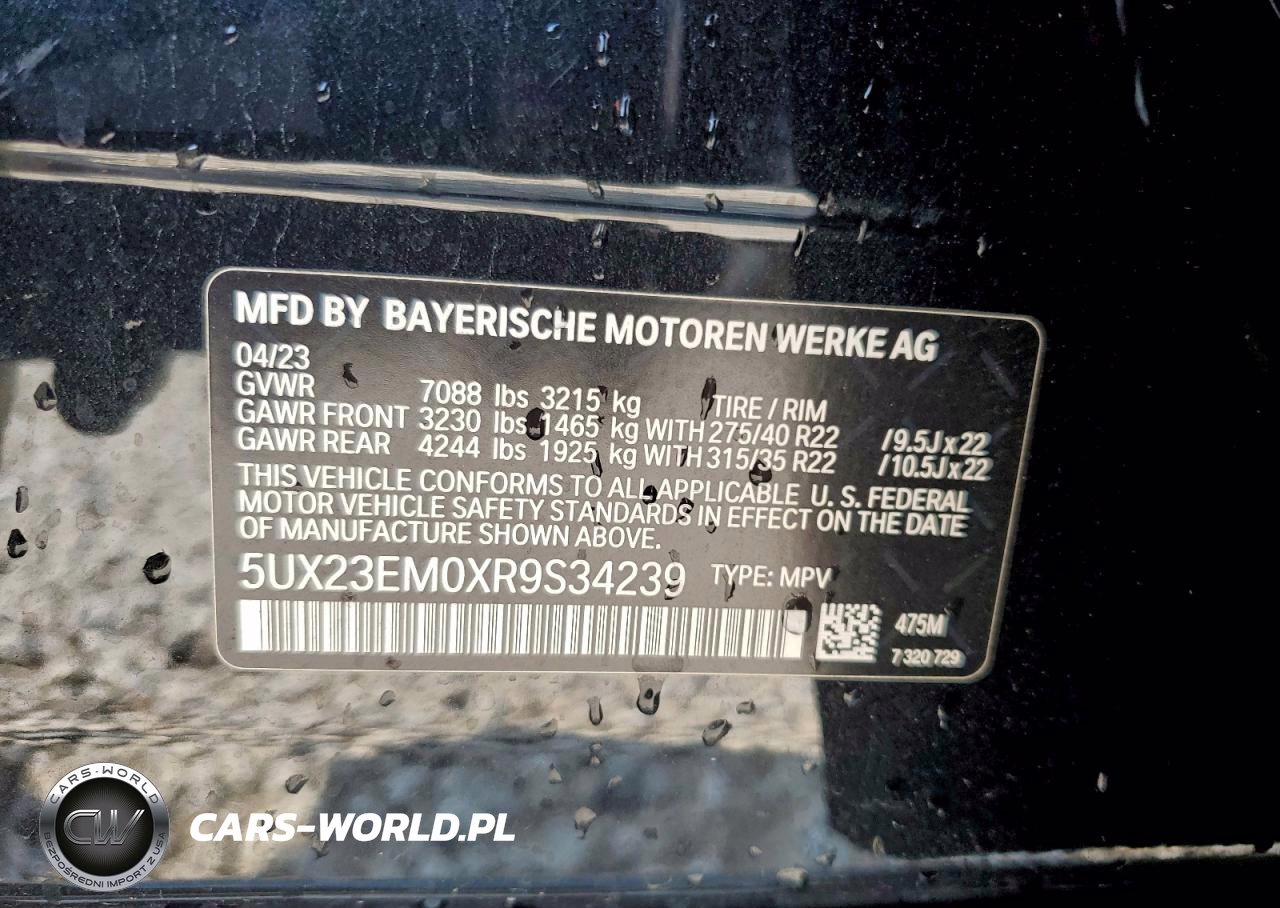 2024 BMW X7 xDrive40I VIN:5UX23EM0XR9S34239 - 13