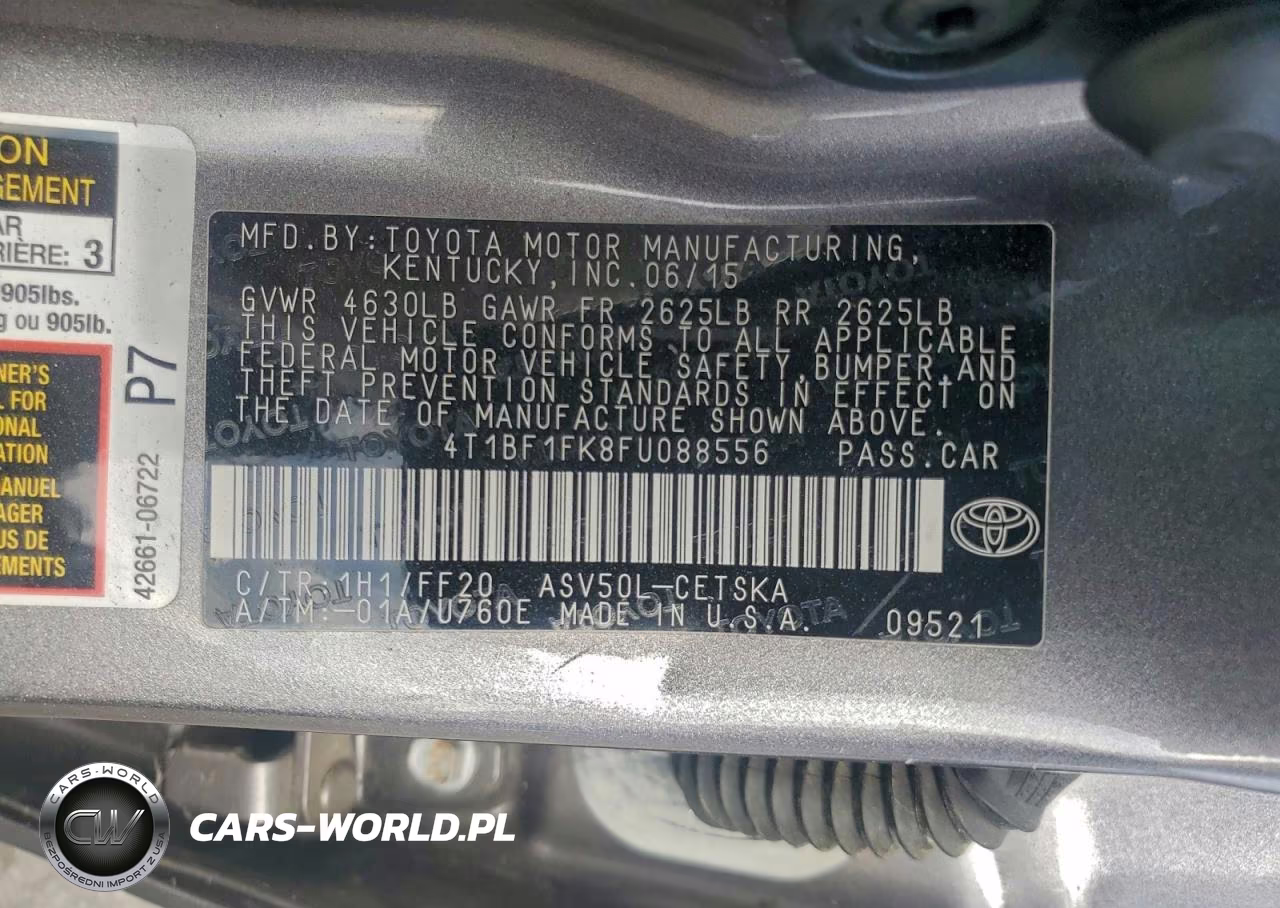 2015 Toyota Camry Se VIN:4T1BF1FK8FU088556 - 12
