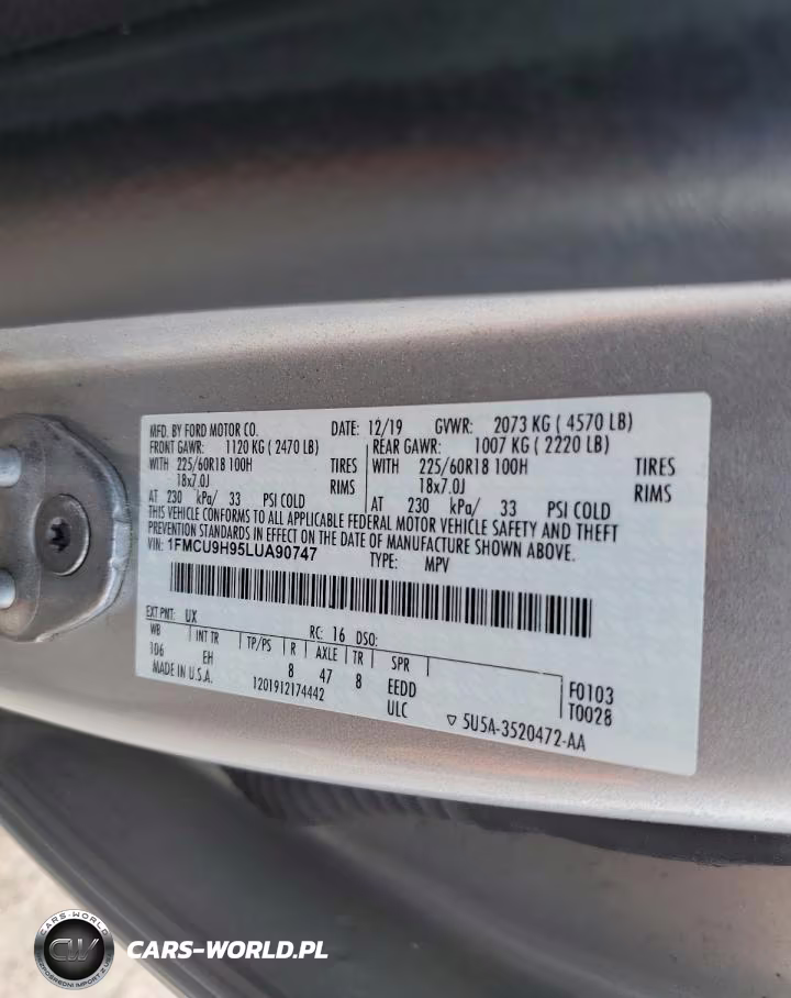 2020 Ford Escape Sel VIN:1FMCU9H95LUA90747 - 13