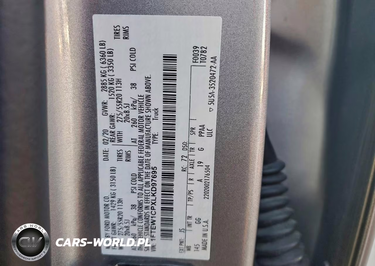 2020 Ford F150 Supercrew VIN:1FTEW1CPXLKD97695 - 12