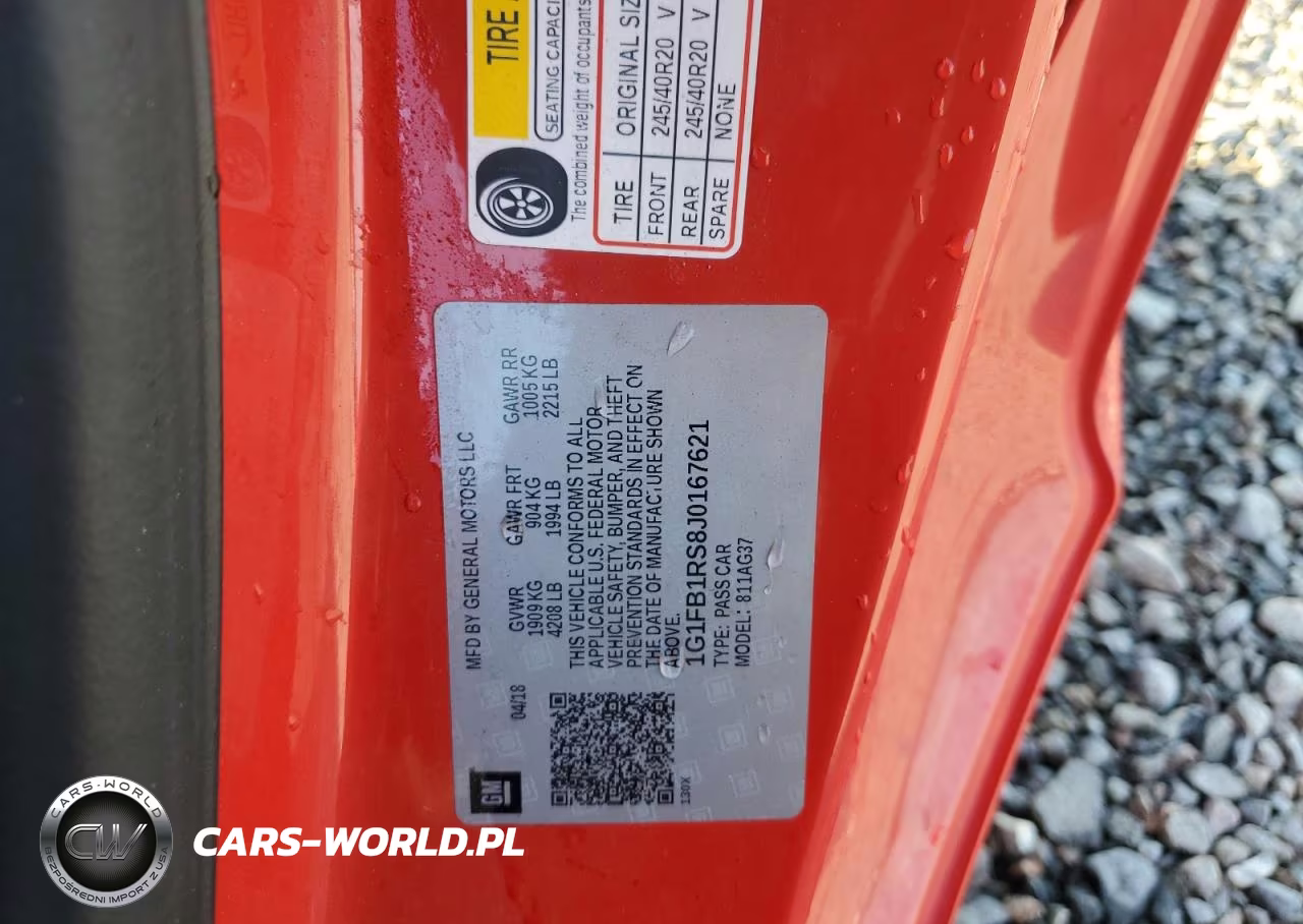 2018 Chevrolet Camaro Lt VIN:1G1FB1RS8J0167621 - 12