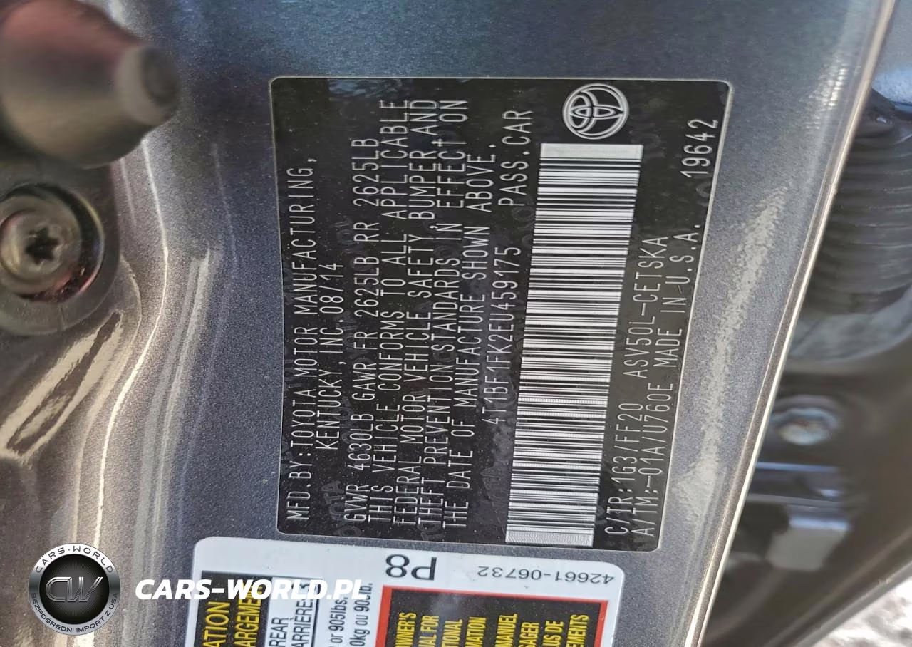 2014 Toyota Camry L VIN:4T1BF1FK2EU459175 - 12