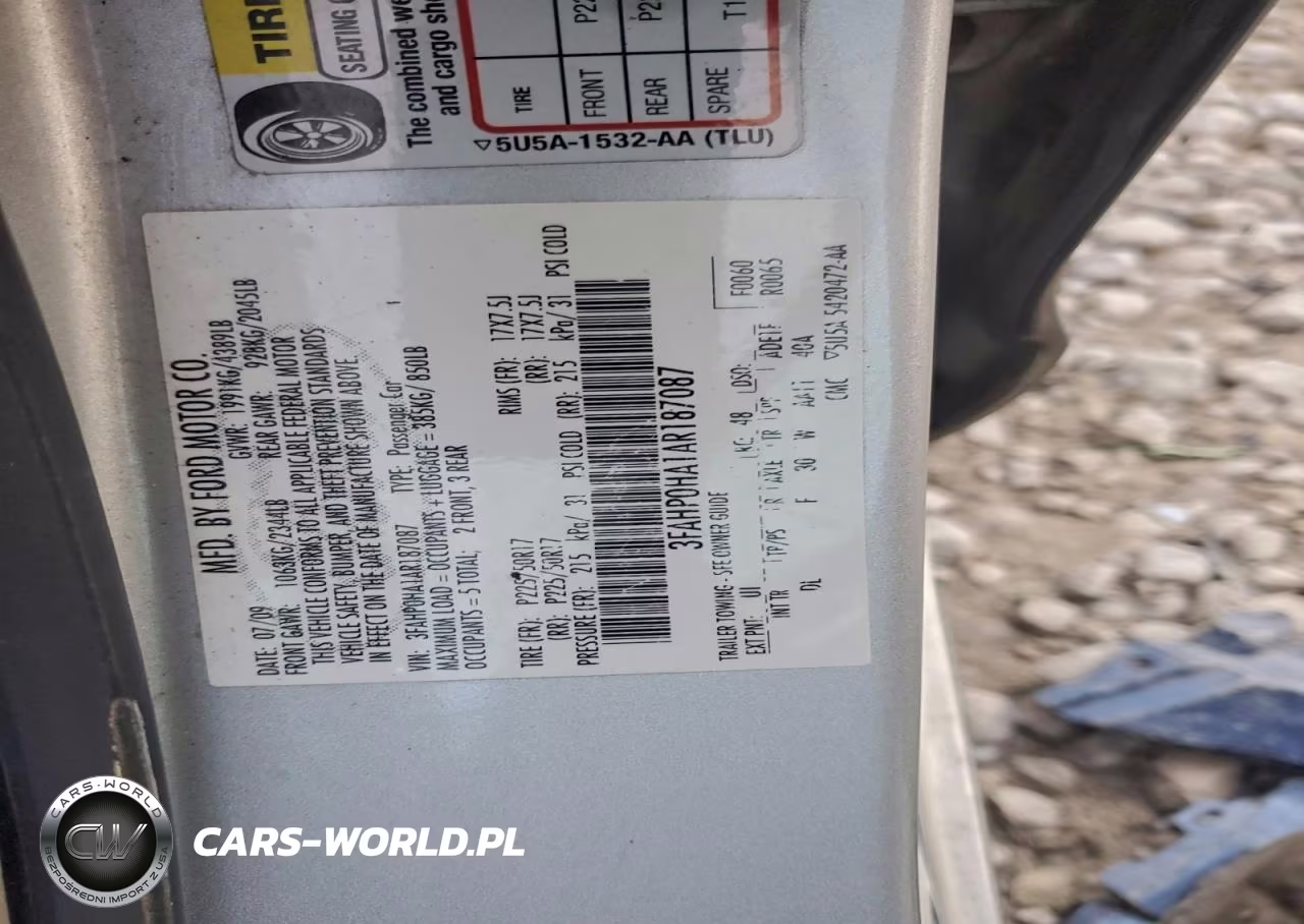 2010 Ford Fusion Se VIN:3FAHP0HA1AR187087 - 12
