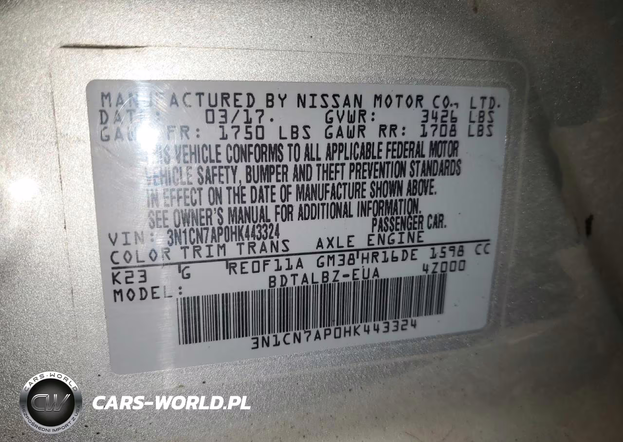 2017 Nissan Versa S VIN:3N1CN7AP0HK443324 - 12