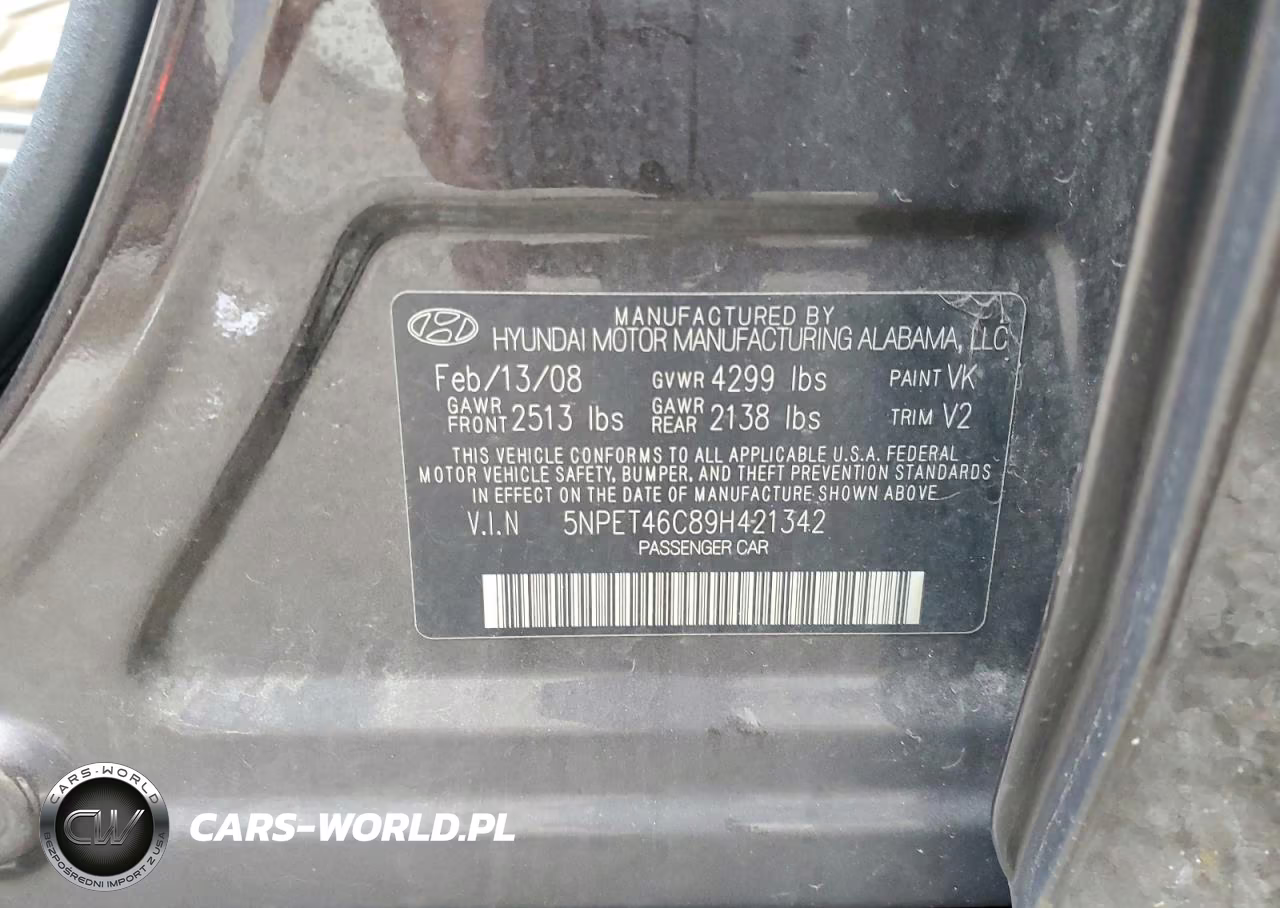2009 Hyundai Sonata Gls VIN:5NPET46C89H421342 - 12