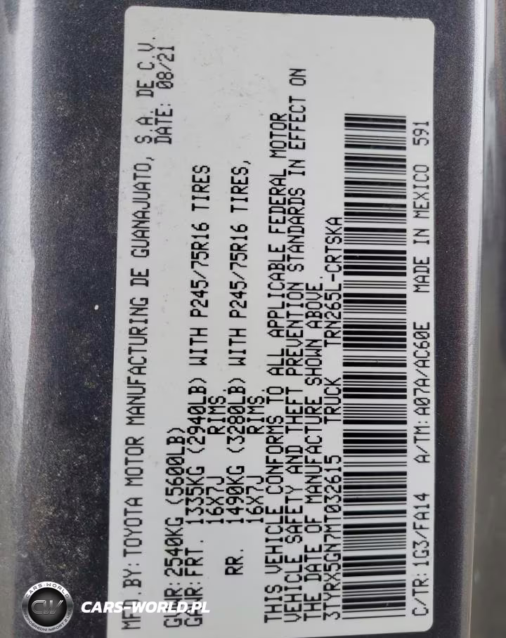 2021 Toyota Tacoma Sr VIN:3TYRX5GN7MT032615 - 12