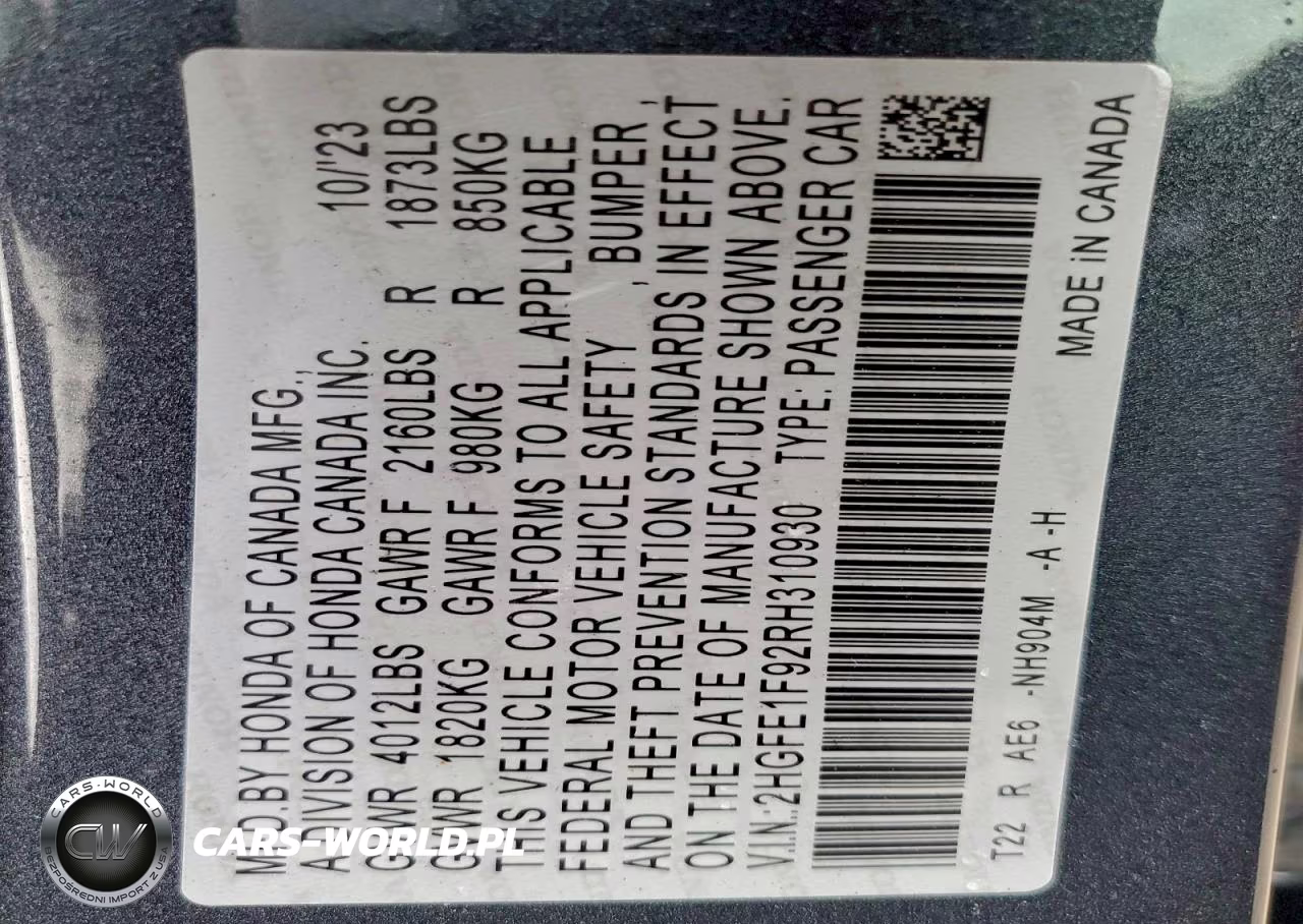2024 Honda Civic Touring VIN:2HGFE1F92RH310930 - 12