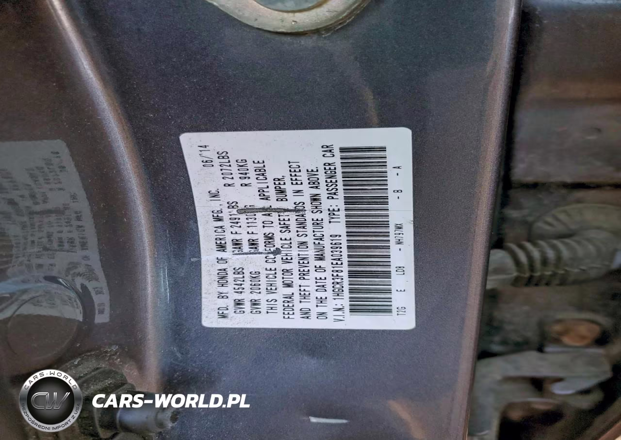 2014 Honda Accord Exl VIN:1HGCR3F81EA039619 - 12