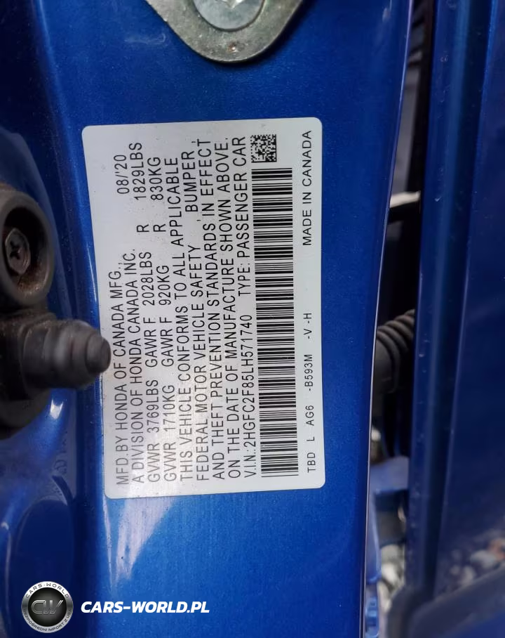 2020 Honda Civic Sport VIN:2HGFC2F85LH571740 - 12