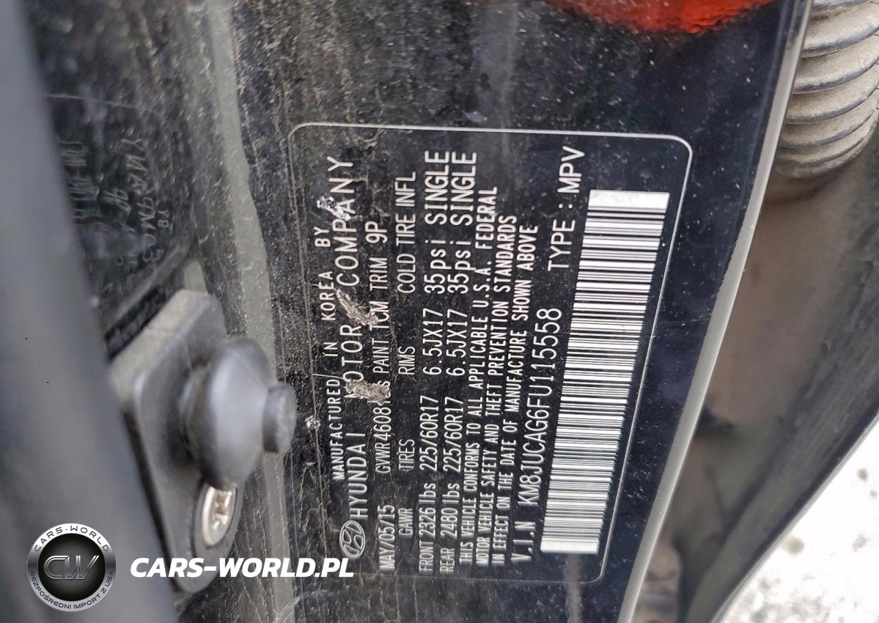 2015 Hyundai Tucson VIN:KM8JUCAG6FU115558 - 13