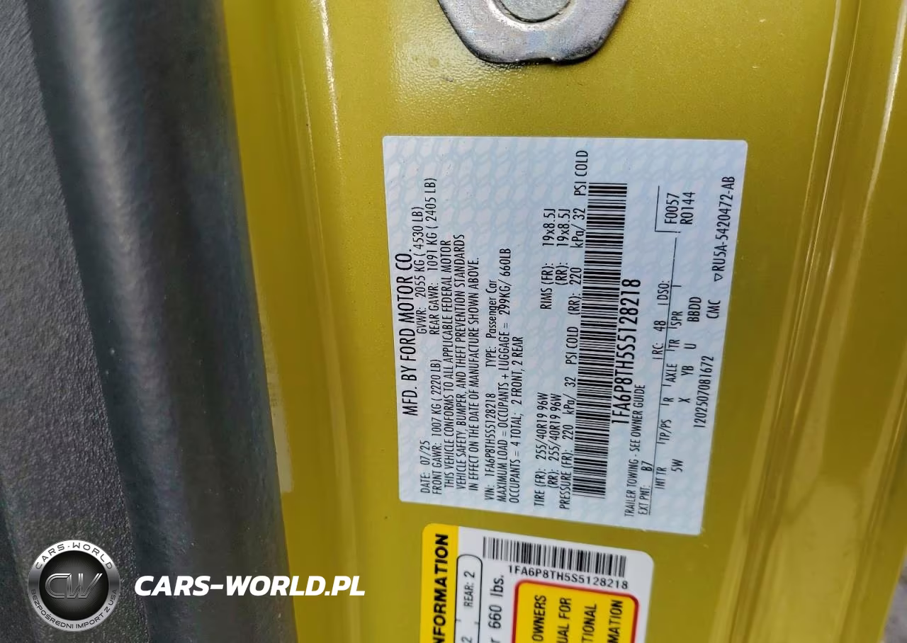 2025 Ford Mustang VIN:1FA6P8TH5S5128218 - 12
