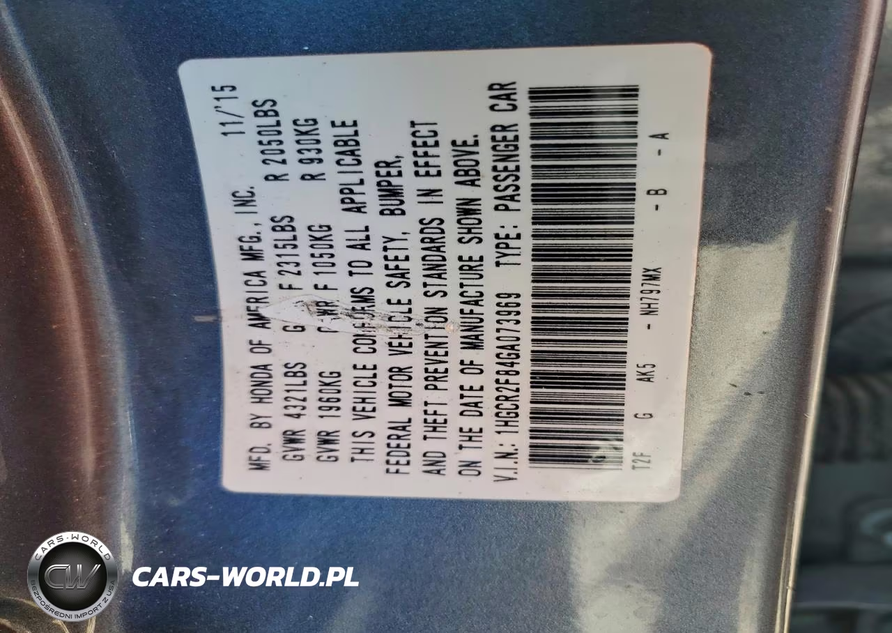 2016 Honda Accord Exl VIN:1HGCR2F84GA073969 - 12