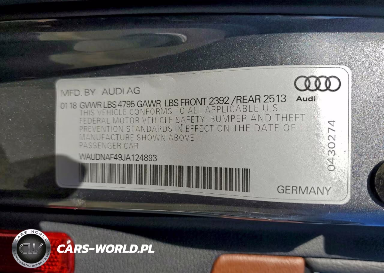2018 Audi A4 Premium VIN:WAUDNAF49JA124893 - 13