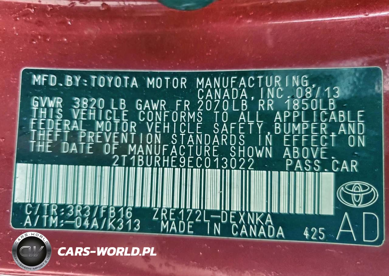 2014 Toyota Corolla Le VIN:2T1BURHE9EC013022 - 12