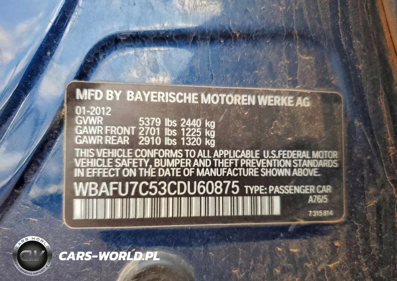 2012 BMW 535 Xi VIN:WBAFU7C53CDU60875 - 12