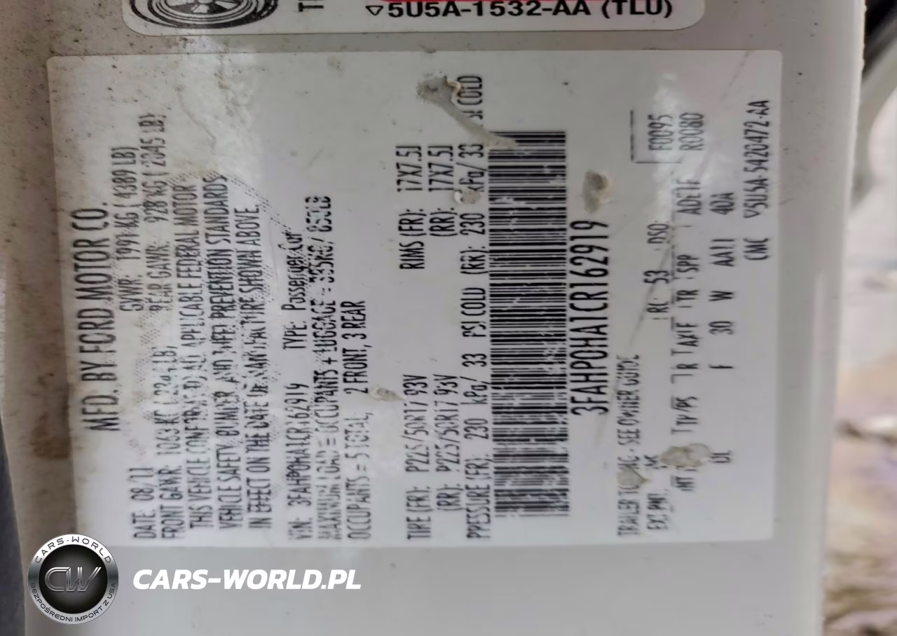 2012 Ford Fusion VIN:3FAHP0HA1CR162919 - 12