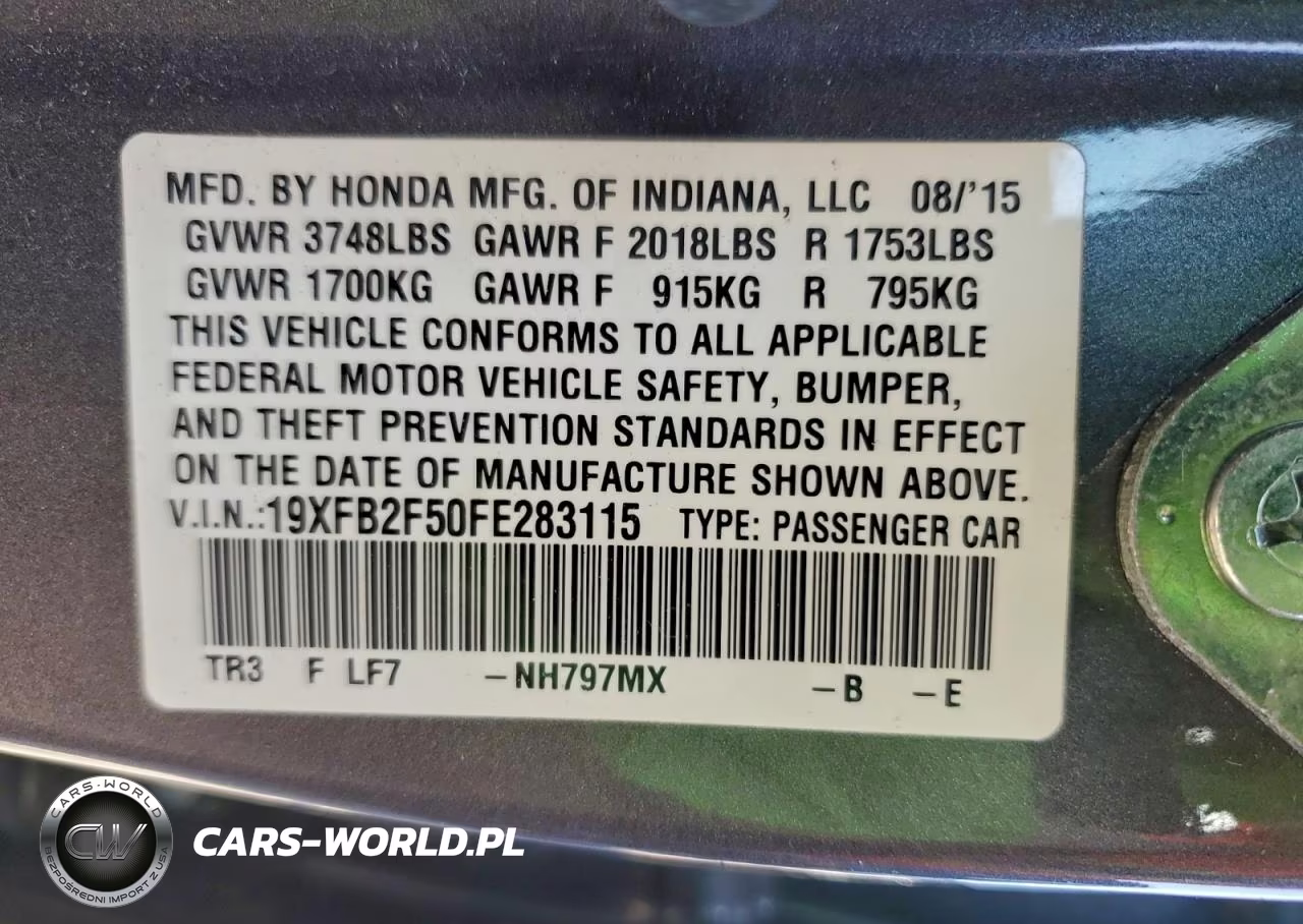 2015 Honda Civic Lx VIN:19XFB2F50FE283115 - 12