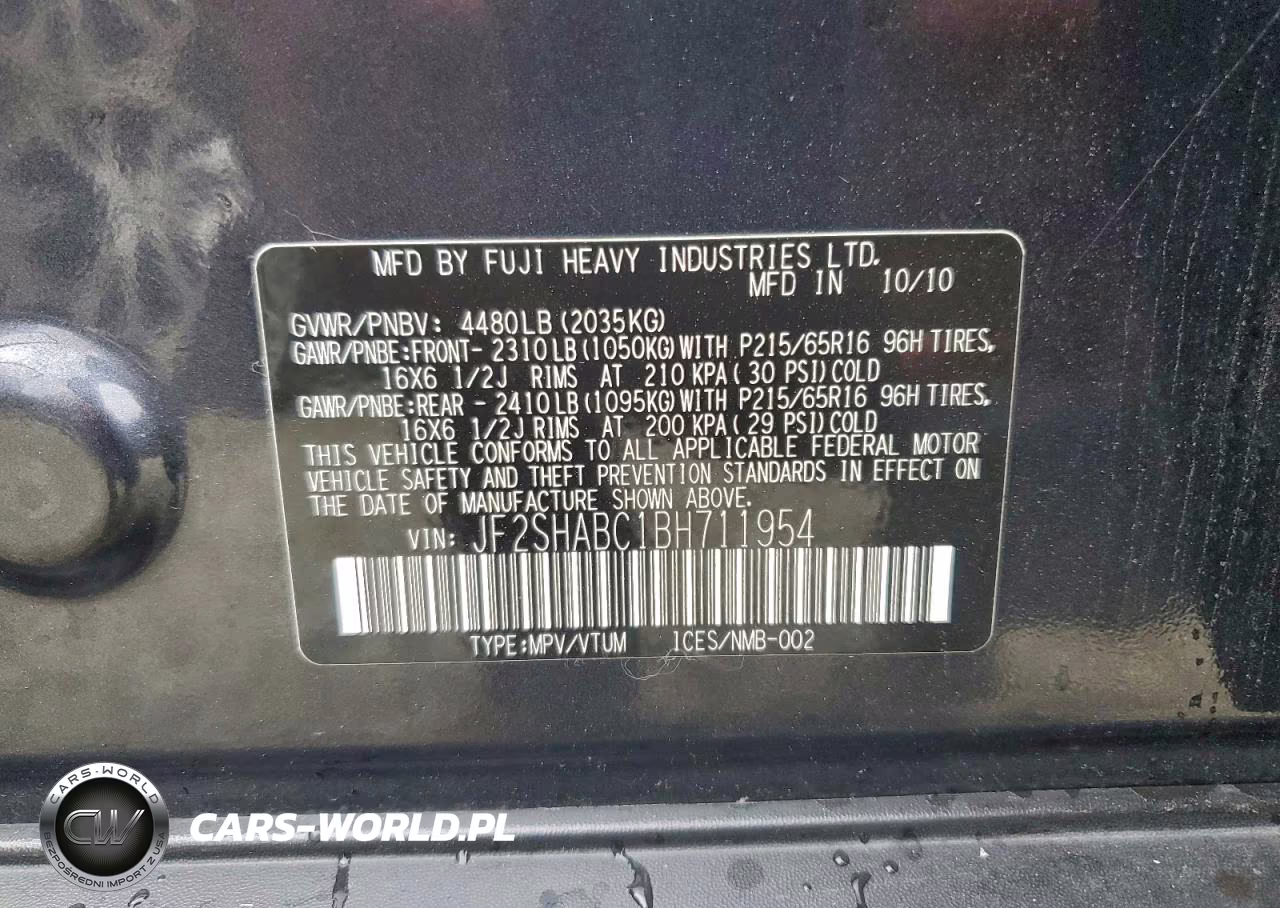 2011 Subaru Forester 2.5X VIN:JF2SHABC1BH711954 - 13
