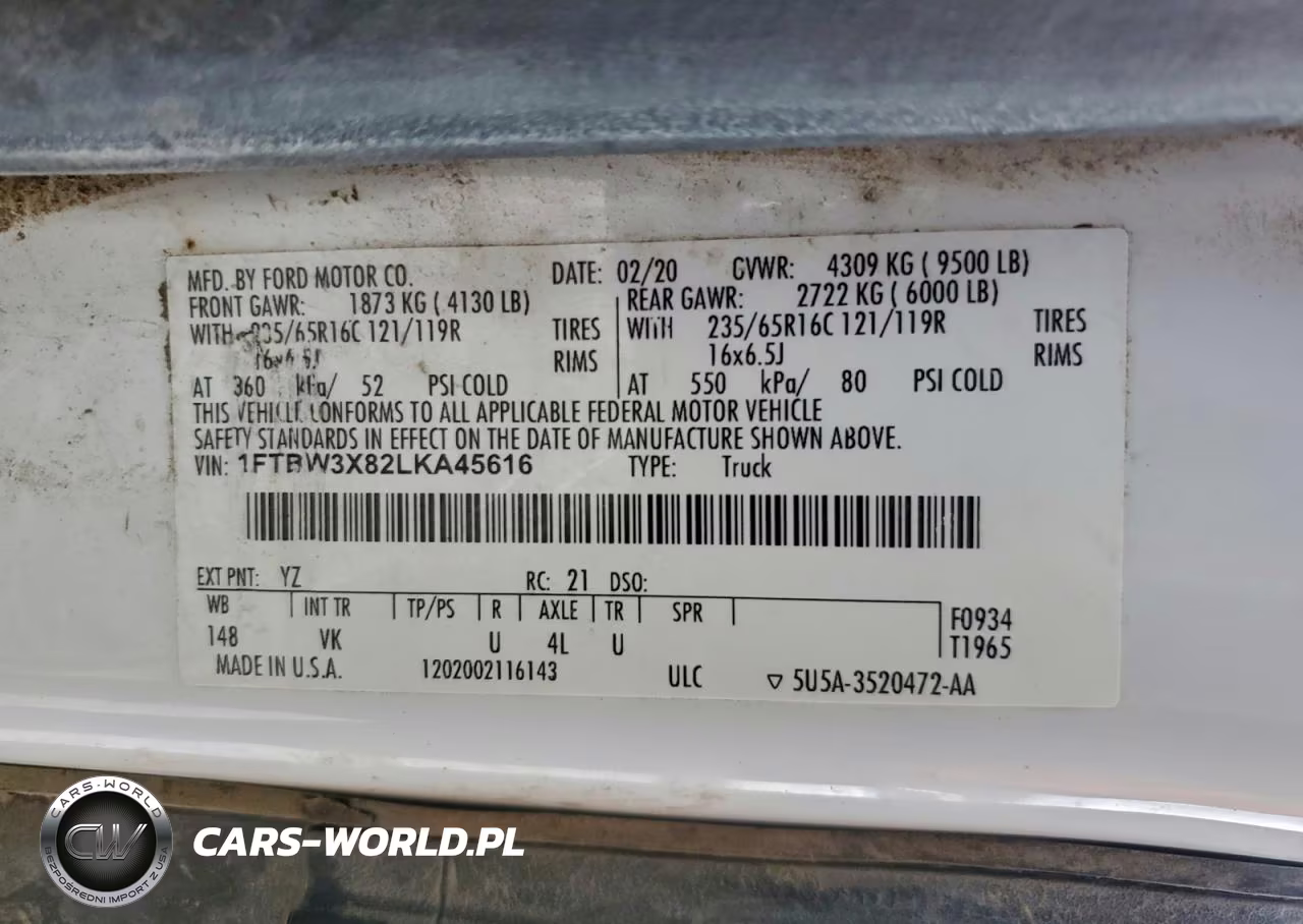 2020 Ford Transit T-350 Delivery Van VIN:1FTBW3X82LKA45616 - 13