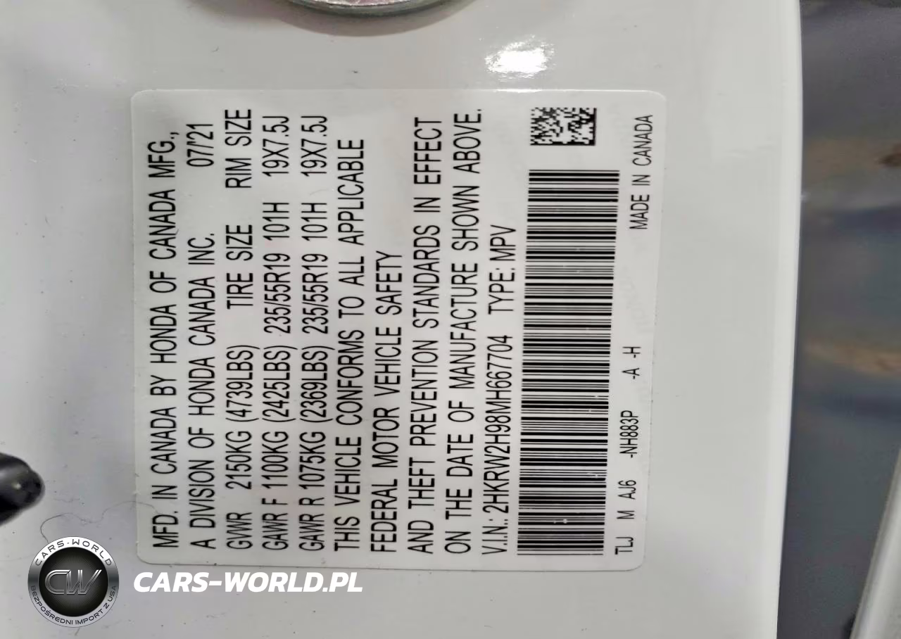 2021 Honda Cr-V Touring VIN:2HKRW2H98MH667704 - 13